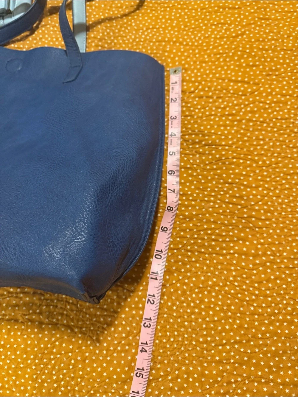 Under One Sky Blue/Light Blue Vegan Leather Reversible Tote with Matching Pouch